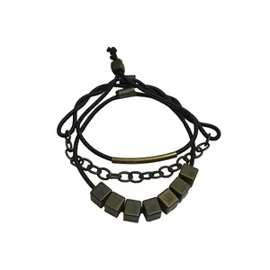 دستبند مردانه مدل بندی سه رشته ای تلفیقی