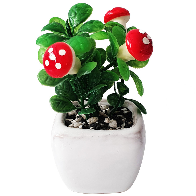گلدان به همراه گل مصنوعی طرح قارچ مدل 030