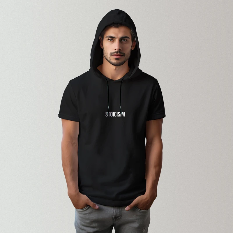 تی شرت کلاه دار مردانه مدل 14020910f رنگ مشکی