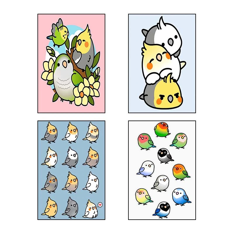  تابلو شاسي کارنيکا طرح طوطی کد 34299 مجموعه 4 عددی