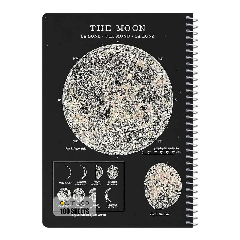دفتر شطرنجی 100 برگ سیمی کارنیکا طرح روزنامه وینتج ماه Vintage Newspaper Moon کد 62978