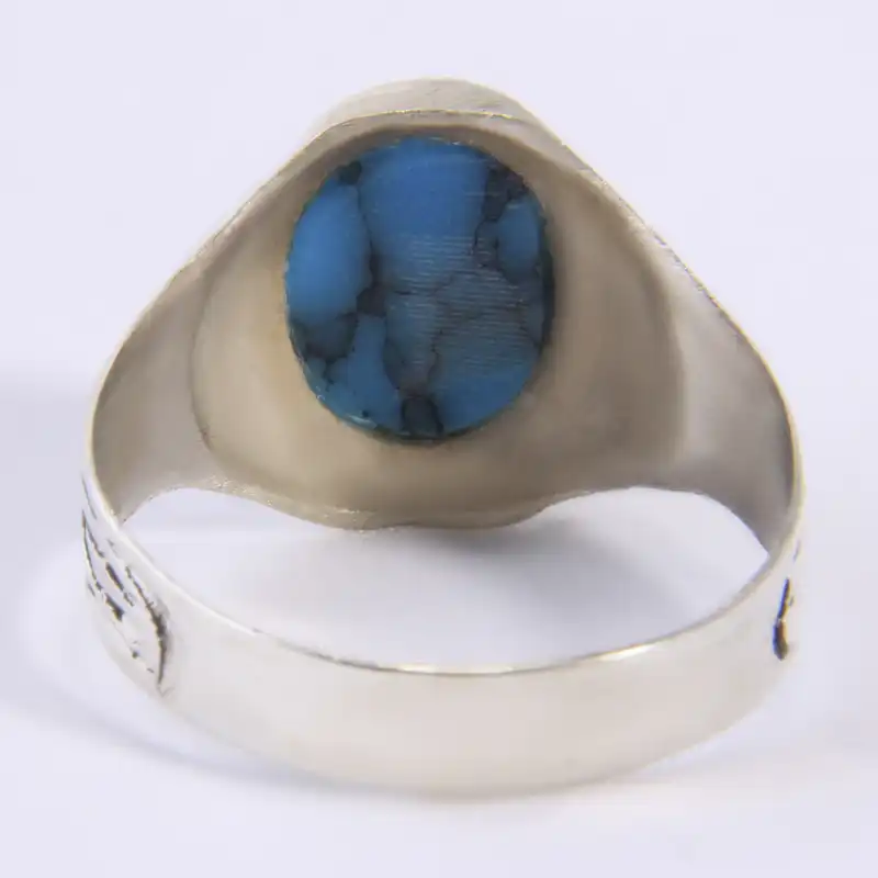 انگشتر نقره زنانه بازرگانی میلادی مدل سنگ فیروزه طبیعی نیشابور بچگانه کد AW_028