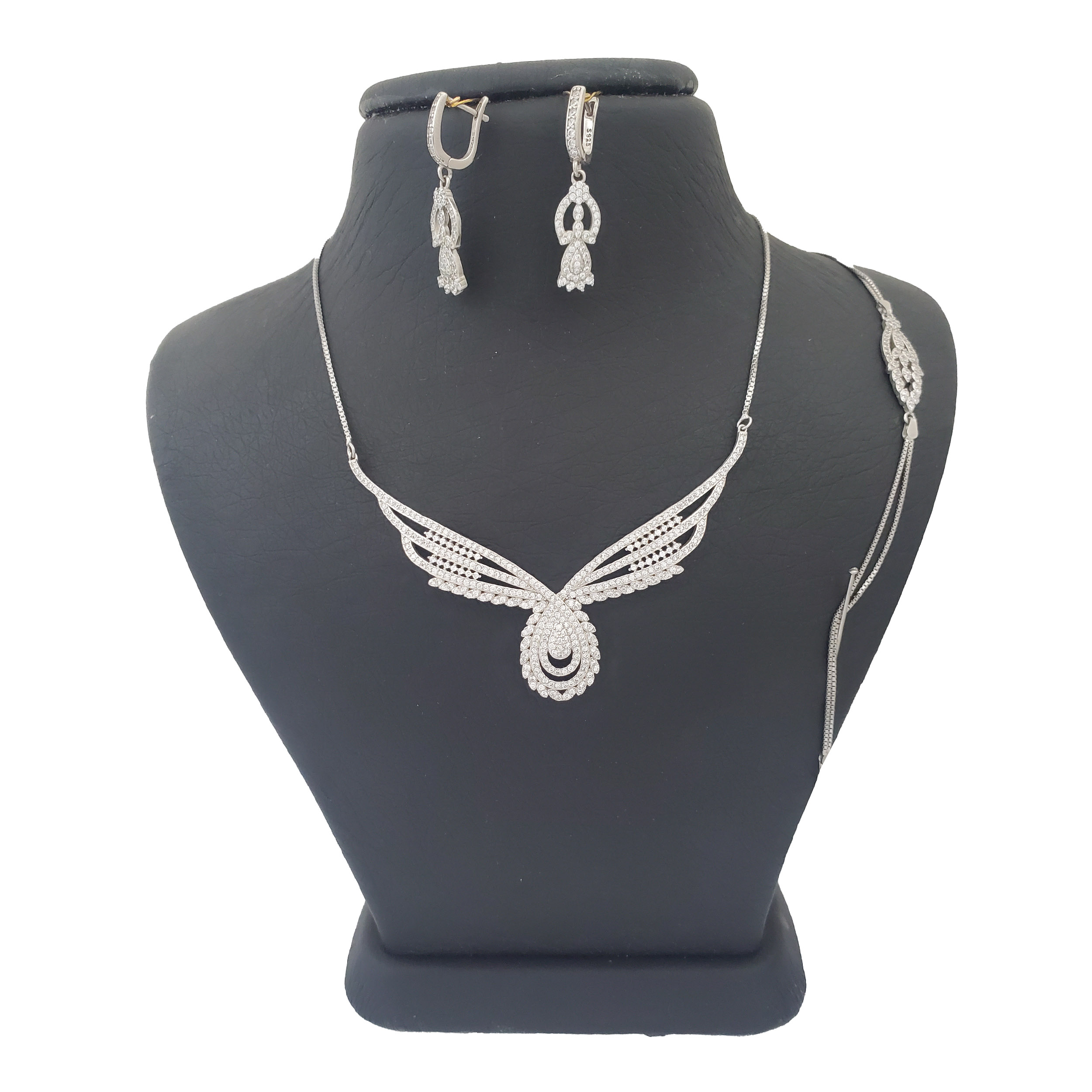 نیم ست نقره زنانه ترمه ۱ مدل سنگخور کد S 0011