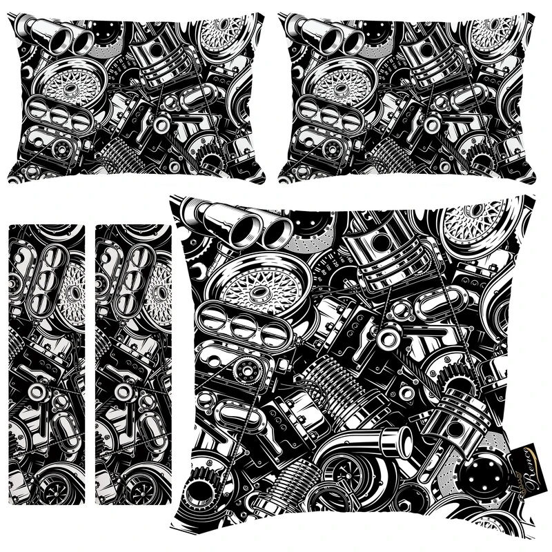 پشت گردنی صندلی خودرو مدل R9-40917 بسته 2 عددی به همراه کاور کمربند ایمنی و کوسن