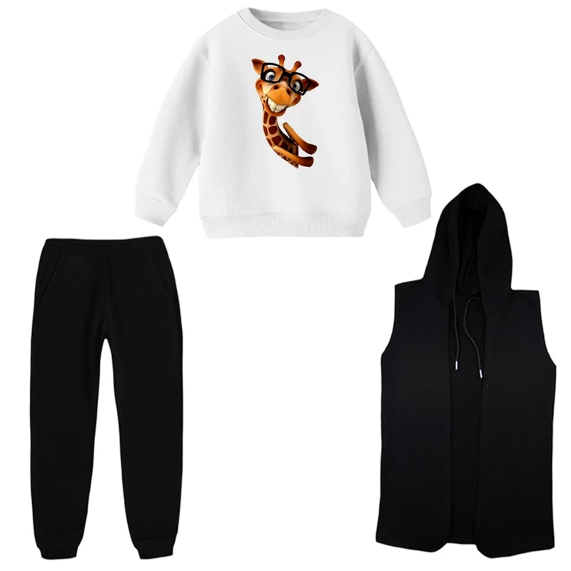 ست 3 تکه لباس راحتی بچگانه مدل زرافه  