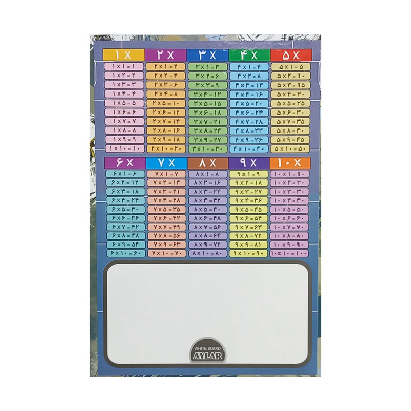 تخته وایت برد آیلار مدل آموزشی جدول ضرب طرح مسی سایز 30*20 سانتی متر