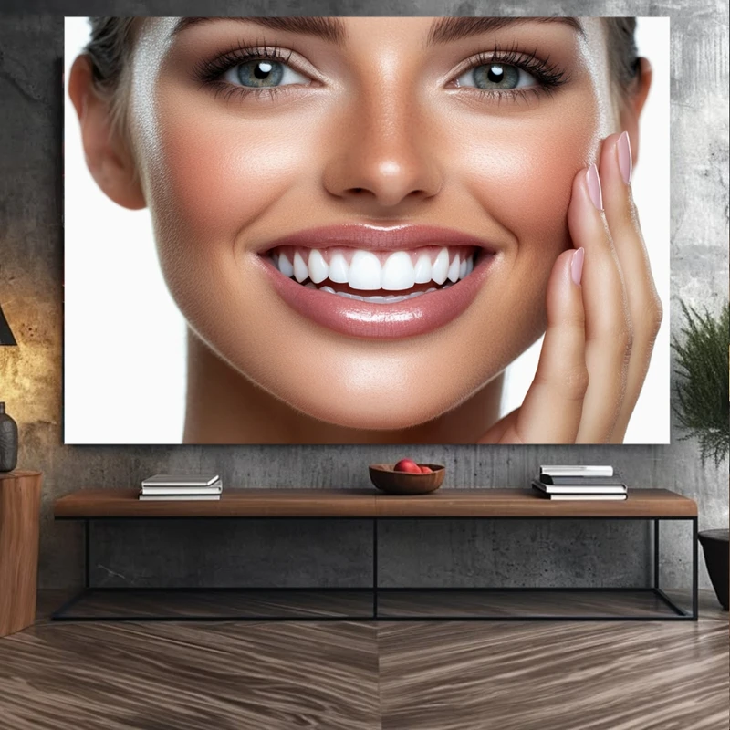 پوستر پارچه ای طرح مخمل  لبخند زیبا مدل سلامت دندان کد FP106863