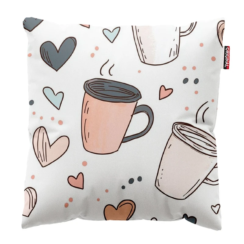 کوسن پاد آفرین طرح کافه کافی قهوه coffee قلب کد 2767 سایز 40*40 سانتی متر