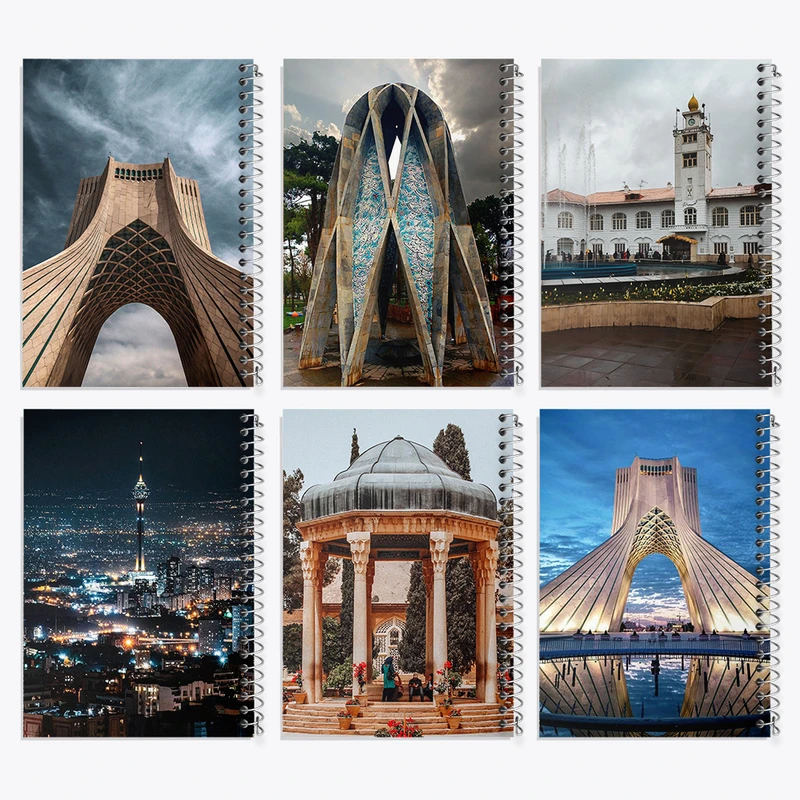 دفتر نقاشی 50 برگ خندالو طرح برج آزادی و حافظیه کد 931 مجموعه 6 عددی