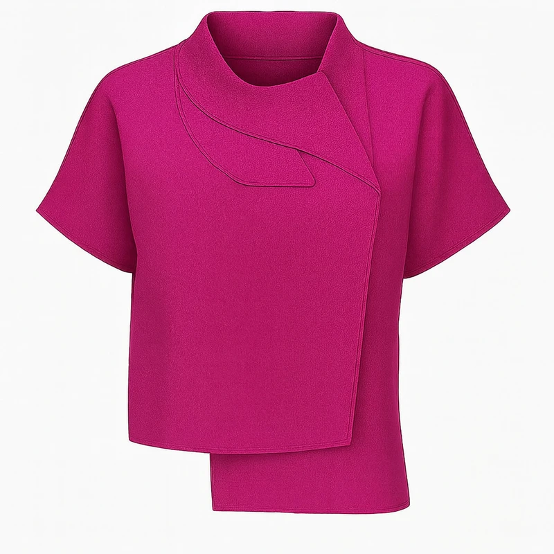 بلوز آستین کوتاه یقه آبشاری زنانه مدل ۲۰۴۵