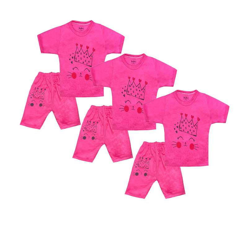 ست تی شرت و شلوارک نوزادی تروسکان مدل gh23 مجموعه 3 عددی