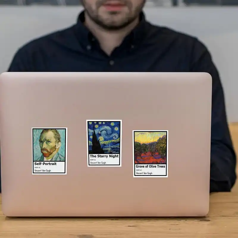 استیکر لپ تاپ طرح وینسنت ونگوگ کد KM-VG1 مجموعه 8 عددی
