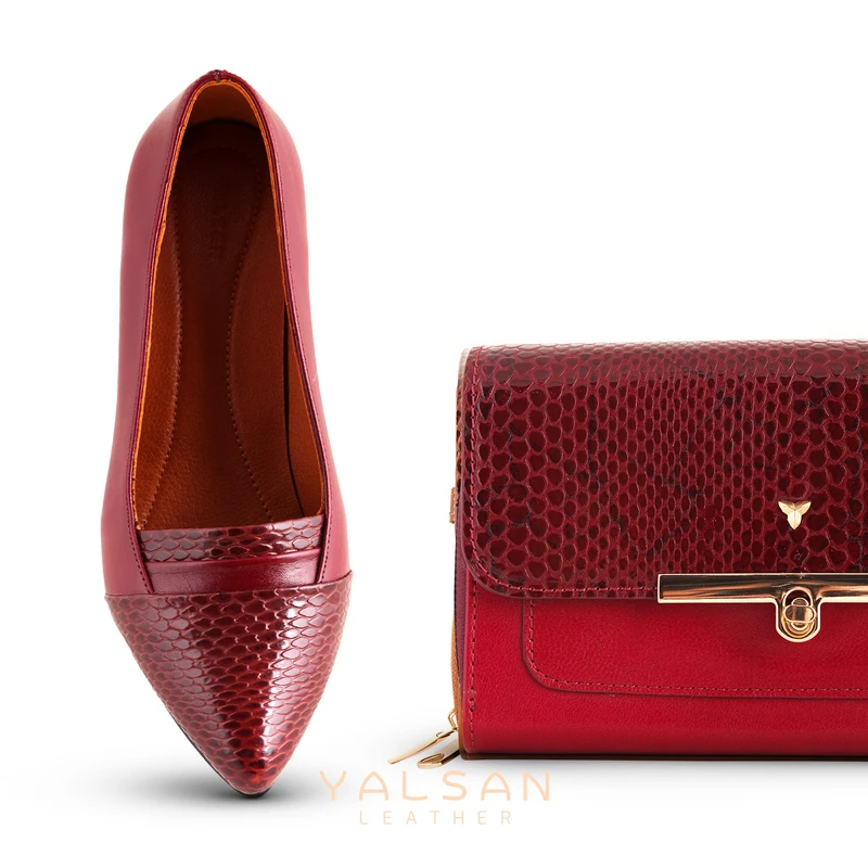 عکس شماره 4 : ست کیف و کفش زنانه چرم یلسان مدل لیندا کد tara-mrv-912-zrk