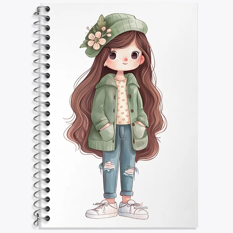 دفتر زبان 50 برگ خندالو مدل دو خط طرح دخترانه کد F2279