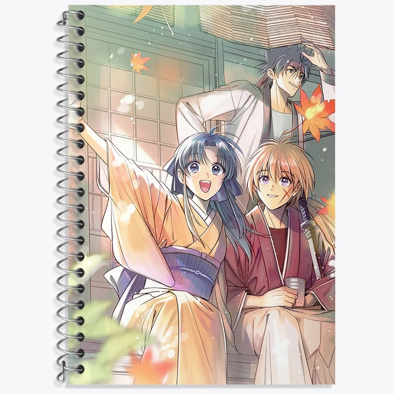 دفتر زبان 50 برگ خندالو مدل سه خط طرح انیمه رورونی کنشین کد 34878