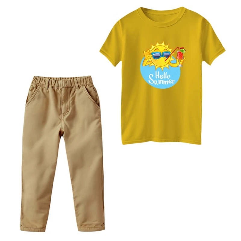 ست تی‌شرت و شلوار پسرانه مدل سلام تابستون
