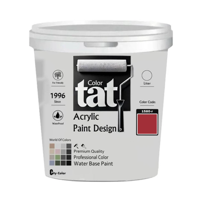 رنگ قرمز روشن مات اکرولیک تات کد 1580-r حجم 1 لیتر