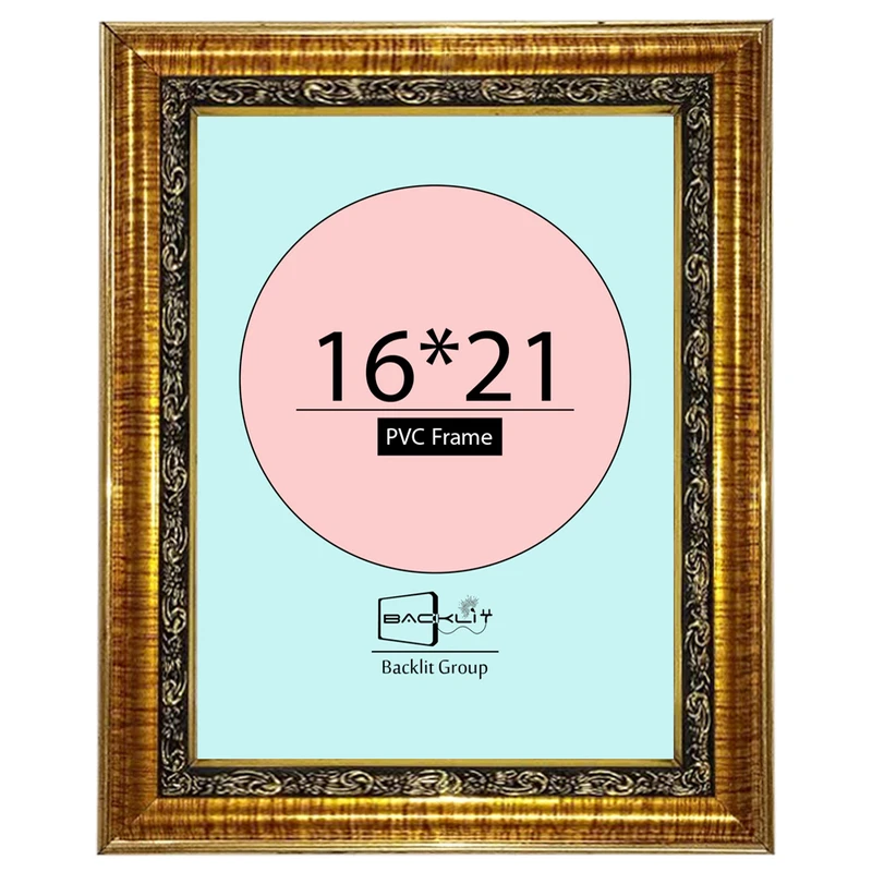 قاب عکس بکلیت مدل گلدار طلایی  دیواری سایز 21×16 سانتی متر