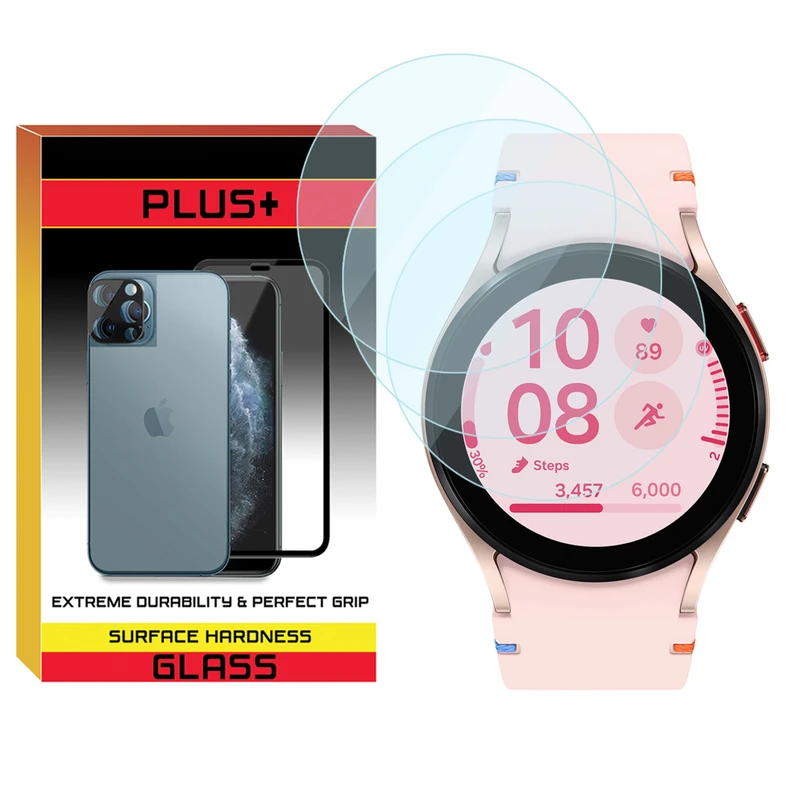 محافظ صفحه نمایش شیشه‌ای پلاس مدل Glass-PL مناسب برای ساعت هوشمند سامسونگ Galaxy Watch FE بسته سه عددی