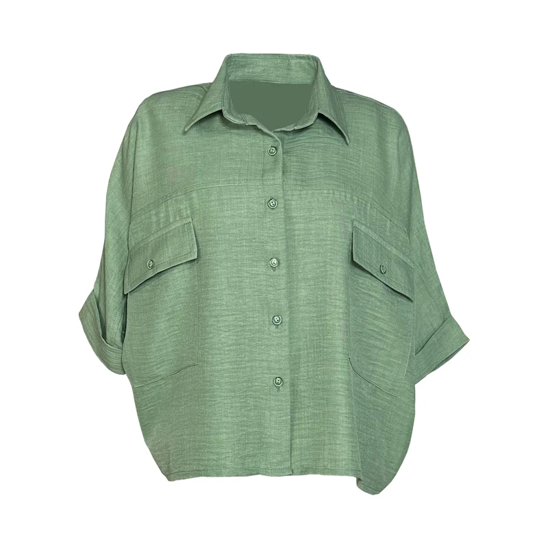 شومیز آستین سه ربع یقه برگردان زنانه مدل 6080