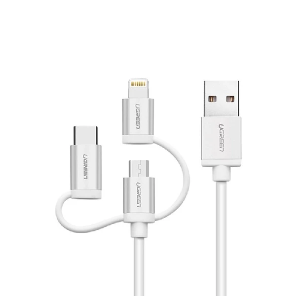 کابل تبدیل USB به لایتنینگ/USB-C/MicroUSB یوگرین مدل 80825-US186 به طول 1 متر
