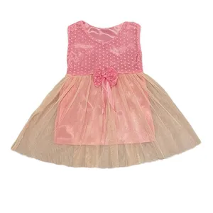 پیراهن دخترانه مدل خال خالی رنگ صورتی