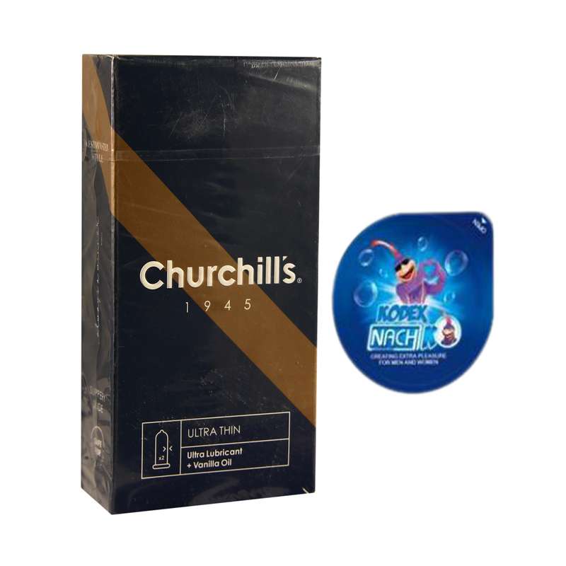 کاندوم چرچیلز مدل Ultra Thin بسته 12 عددی به همراه کاندوم ناچ کدکس مدل بلیسر