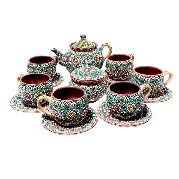 سرویس چای خوری میناکاری 14 پارچه کد 3-4