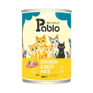 کنسرو گربه پابلو طعم گوشت و مرغ مدل پته وزن 800 گرم