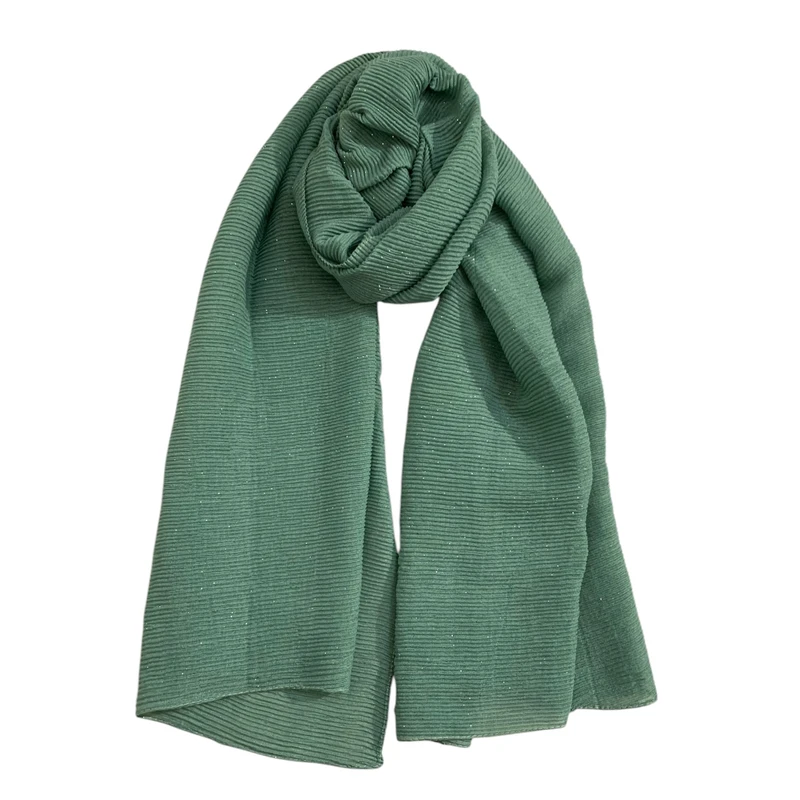 شال زنانه مدل پلیسه اکلیلی شاین‌دار کد 0021