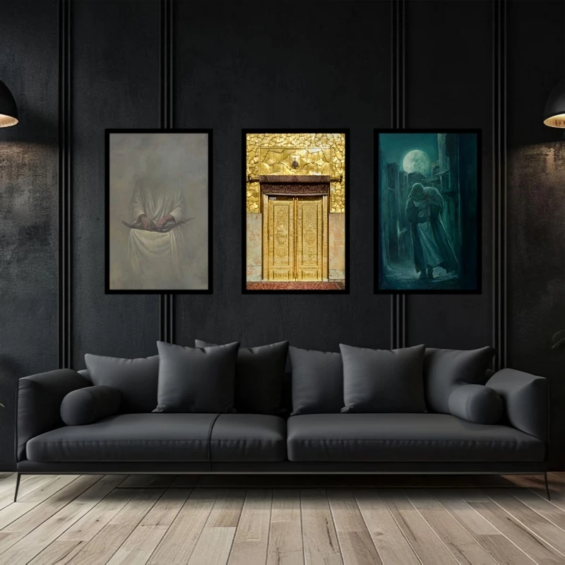 تابلو بکلیت طرح تصویر مذهبی امیرالمومنین امام علی (ع) مدل B-bu3736 مجموعه 3 عددی