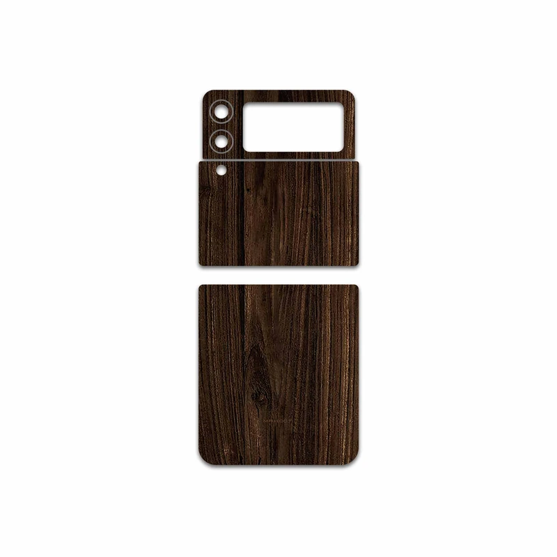 برچسب پوششی ماهوت مدل Dark-Walnut-Wood مناسب برای گوشی موبایل سامسونگ Galaxy Z Flip3 5G