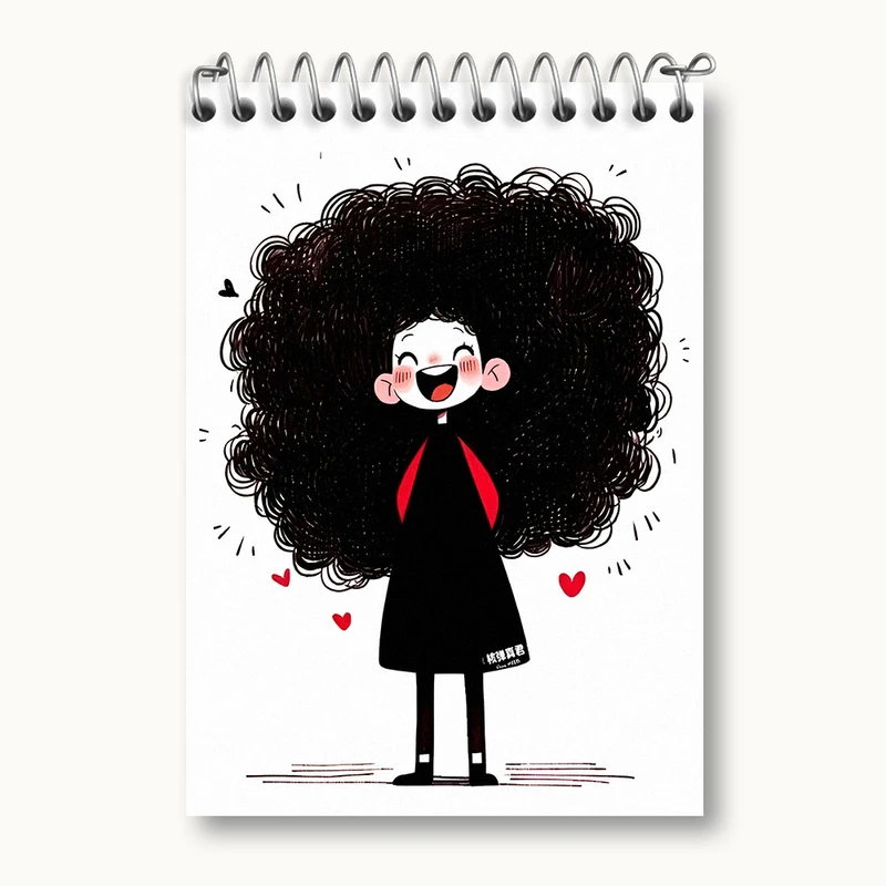 دفتر یادداشت 50 برگ خندالو طرح دختر مو فرفری کد N5792