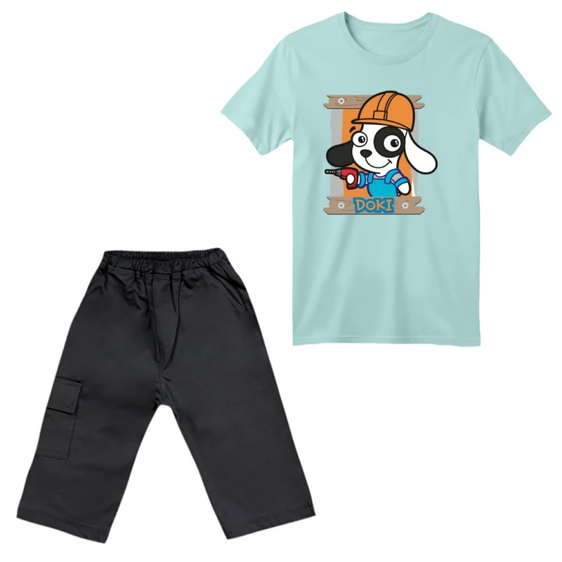 ست تی‌شرت آستین کوتاه و شلوارک پسرانه مدل سگ کد 1