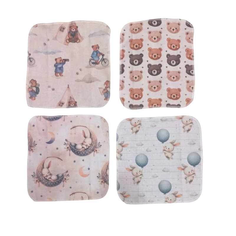 حوله دست و صورت نوزاد مدل کنتی طرح دستمال سایز 25×25 سانتی متر