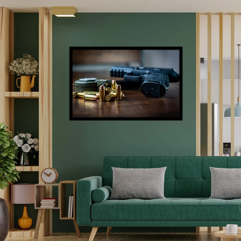 تابلو  نوری بکلیت طرح فشنگ و گلوله تفنگ مدل B-bu2707