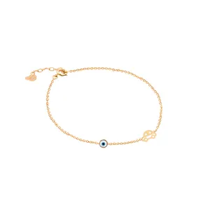 دستبند طلا 18 عیار بچگانه الی گالری مدل ماشین و چشم نظر