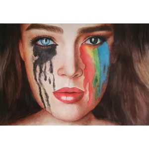 تابلو نقاشی آبرنگ مدل دختر هنرمند