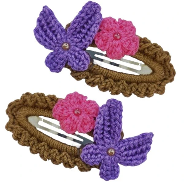 گیره مو زنانه مدل گل و پروانه بسته دو عددی