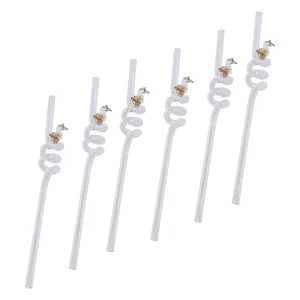 نی شربت خوری مدل قوی طلایی 006 مجموعه 6 عددی