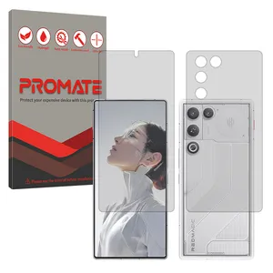 Promate Hydrogel model Transparent Screen Protector for ZTE nubia RedMagic 11 Air mobile phone along with the back protector