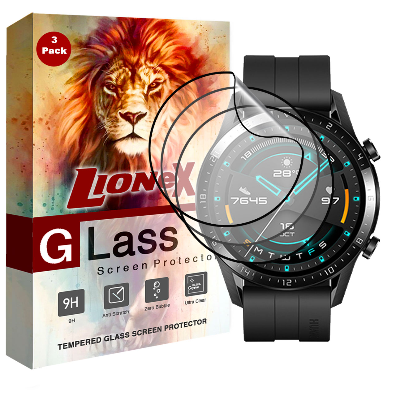 محافظ صفحه نمایش 3D لایونکس مدل FSP مناسب برای ساعت هوشمند هوآوی Watch GT 2 42 mm بسته سه عددی