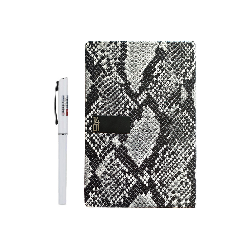 سالنامه سال 1401 مدل باطله طرح پوست ماری به همراه خودکار لیان بسته 2 عددی