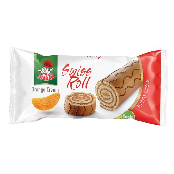 
 کیک لایه ای سوئیس رول پرتقالی - 85 گرم بسته 24 عددی
 