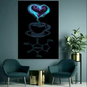 پوستر پارچه ای طرح فنجان قهوه و معادله شیمی کد PP2539