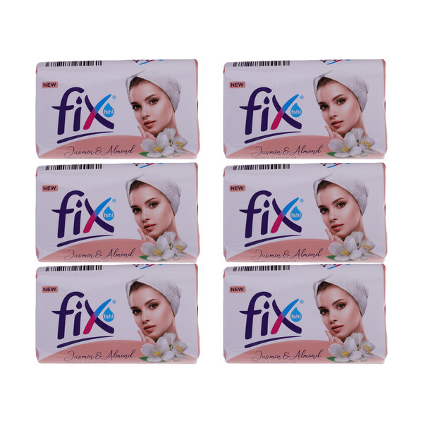 صابون شستشو فیکس مدل Jasmin & Almond وزن 90 گرم بسته 6 عددی