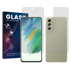 Glass Resistant model transparent screen protector suitable for Samsung Galaxy S21 FE 5G mobile phone along with the back protector