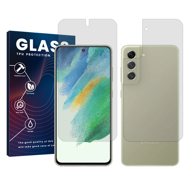 محافظ صفحه نمایش شفاف گلس مدل Resistant مناسب برای گوشی موبایل سامسونگ Galaxy S21 FE 5G به همراه محافظ پشت گوشی