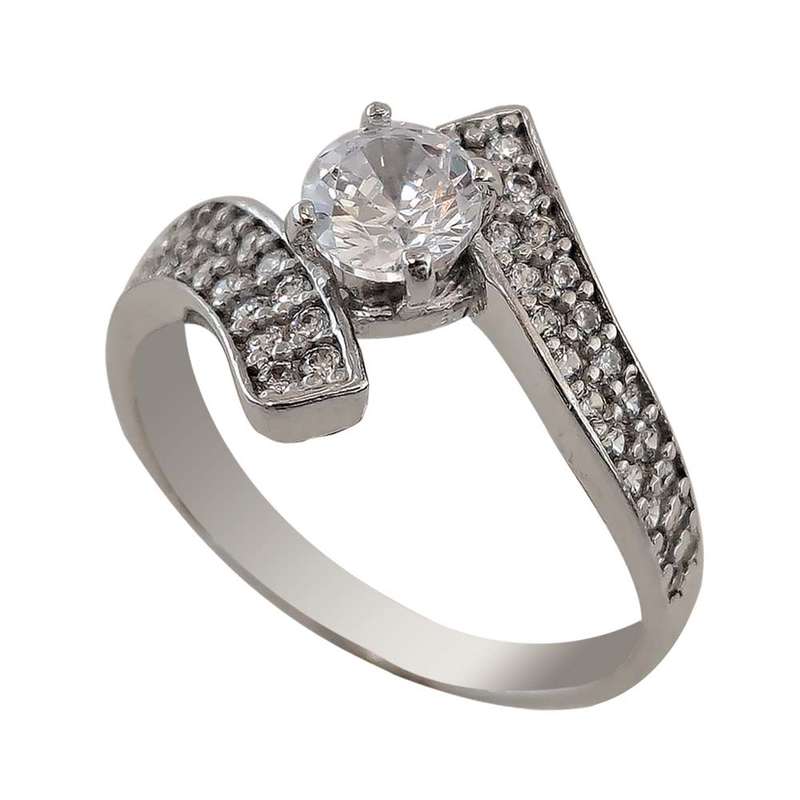 انگشتر نقره زنانه ملک زیور مدل سولیتر دوطرفه طرح جواهر کد 33 انگشتر نقره زنانه ملک زیور مدل سولیتر دوطرفه طرح جواهر کد 33