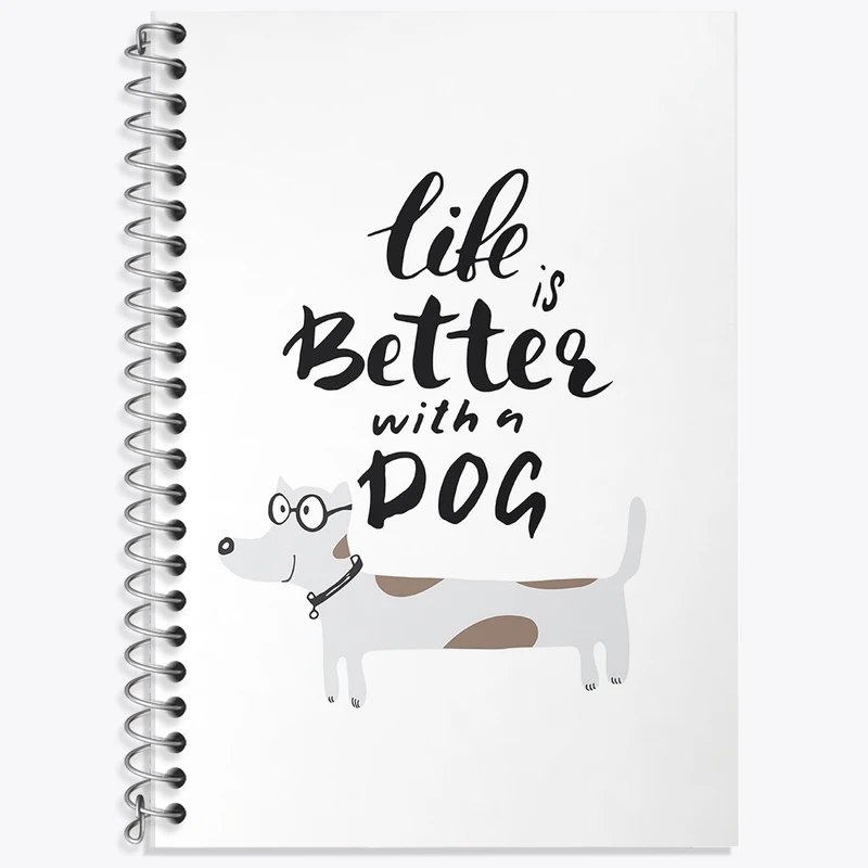 دفتر زبان 50 برگ خندالو مدل سه خط طرح Life Is Better With Dog کد F344